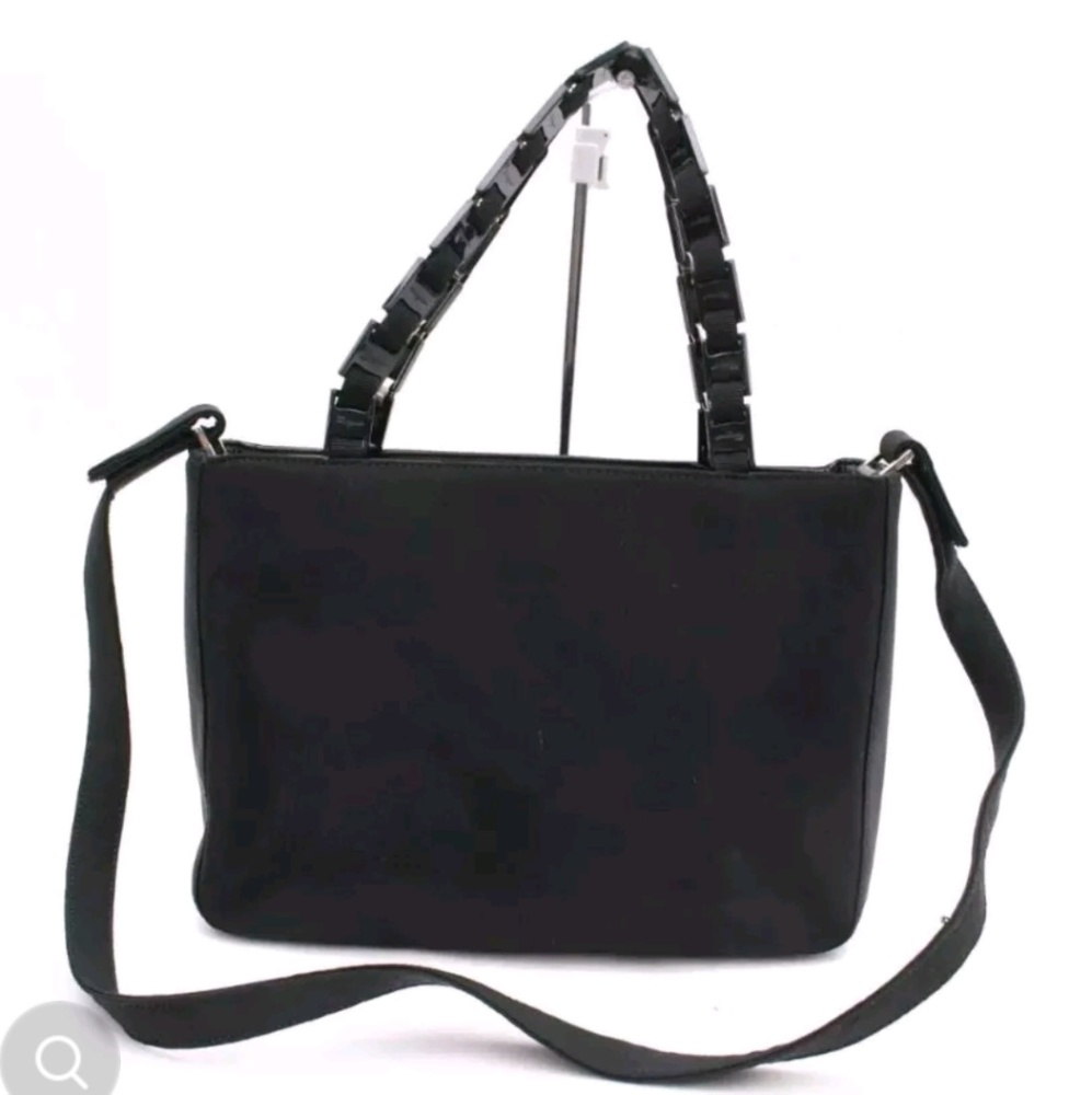 Ferragamo Shoulder Bag Black Canvas Handbag Purse